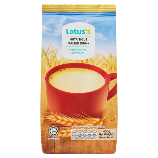 Lotus's Tesco Nutritious Malted Drink x 400g I Oat Drinks I Minuman