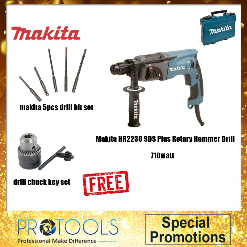 MAKITA HR2230 22mm SDS PLUS bits Rotary Hammer with 5pcs set