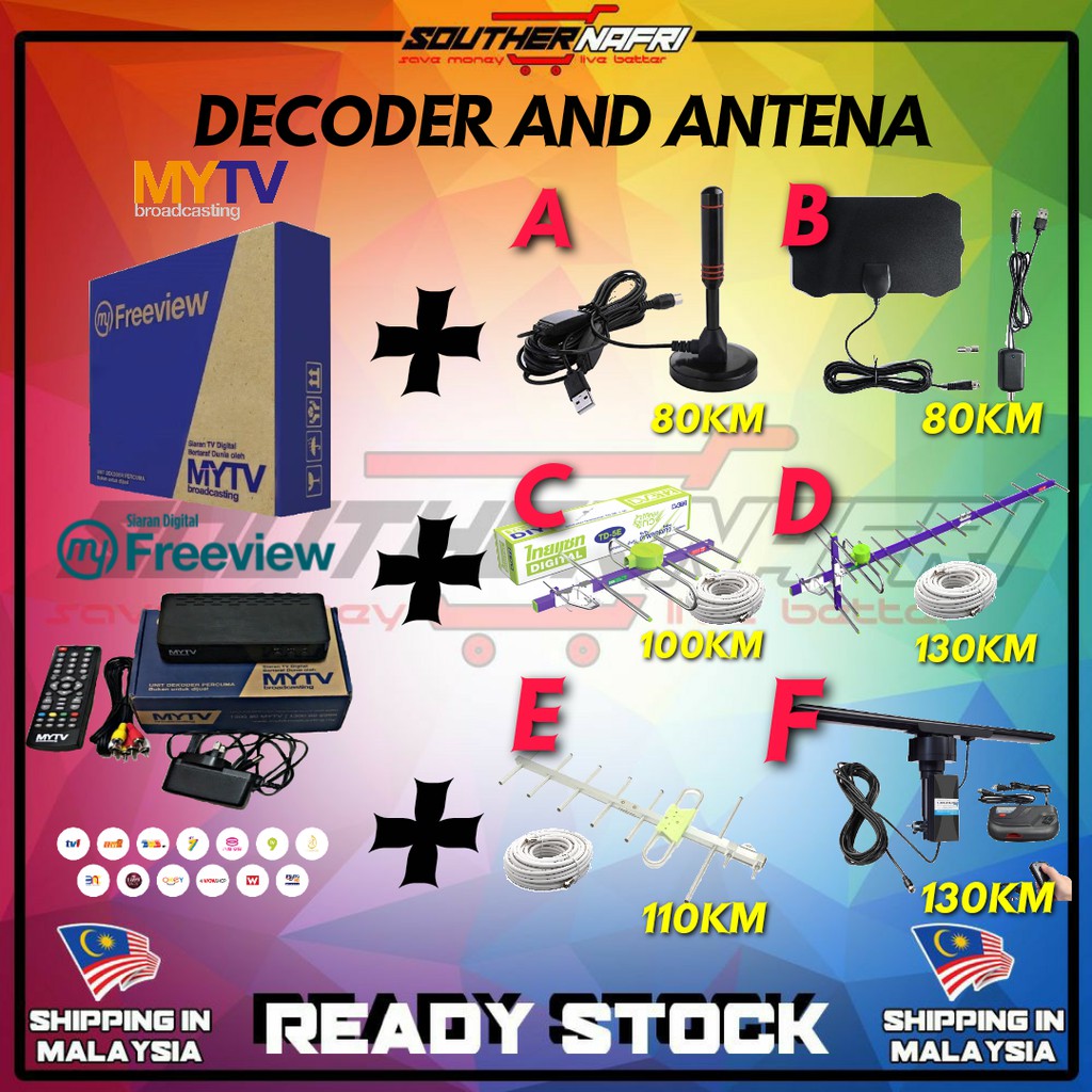 ORIGINAL 100% MYTV DECODER FULLSET MYFREEVIEW HDTV DVBT2 MALAYSIA ...