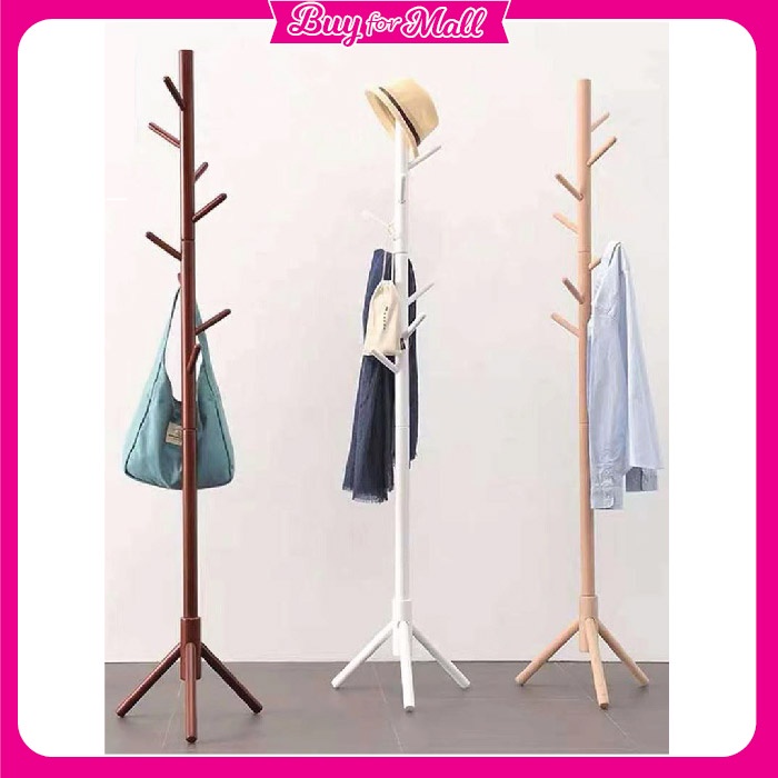Luxury Hooks Wooden Standing Hat and Coat Rack Free Standing Hanger Rack  Clothes Rack Easy Assemble Gantung Baju