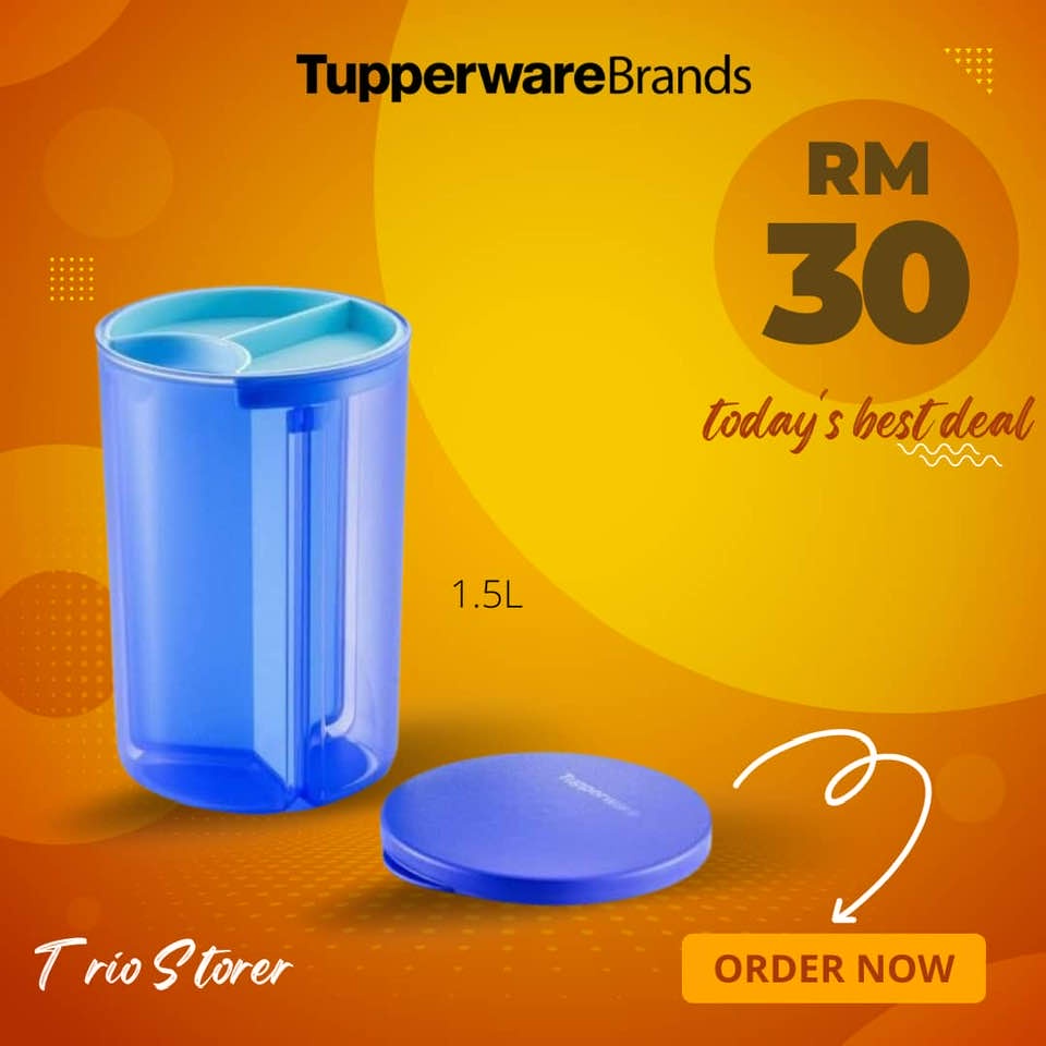 Tupperware Trio Storer 1.5L Divided Canister Bekas Yang ada compartment ...