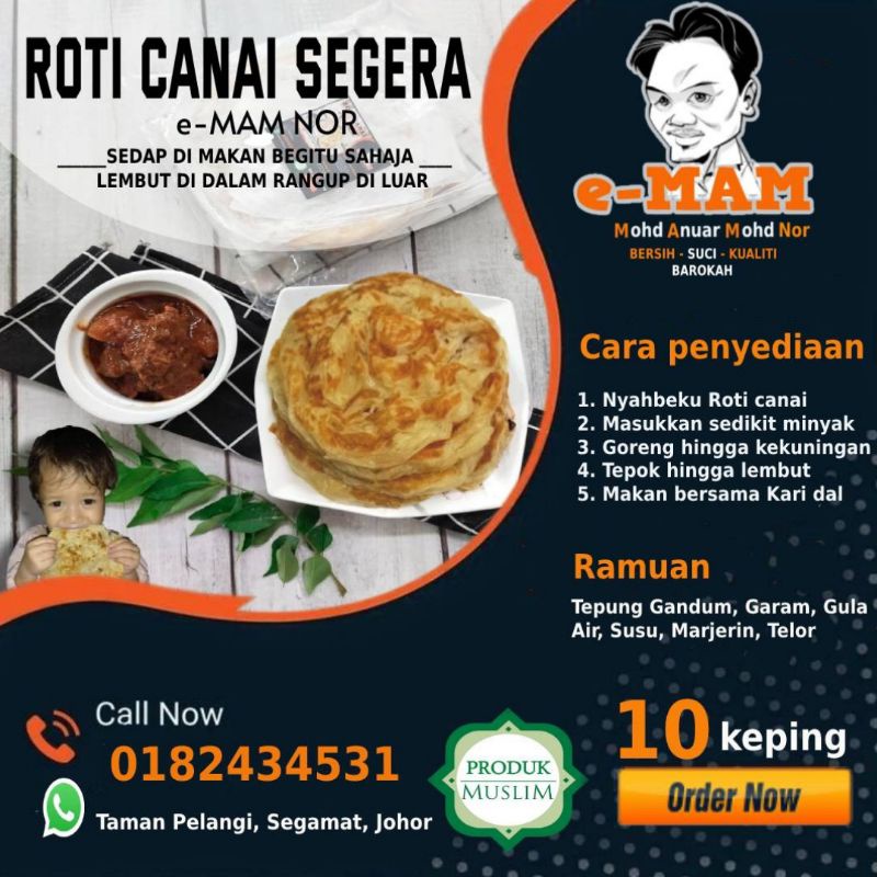 [💥READY STOCKS💥] ROTI CANAI SEGERA e-MAM NOR 10PCS | Shopee Malaysia