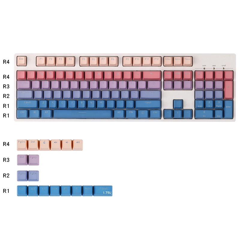 【JKDK】polar day PBT keycaps font transmits light OEM profile gray and ...