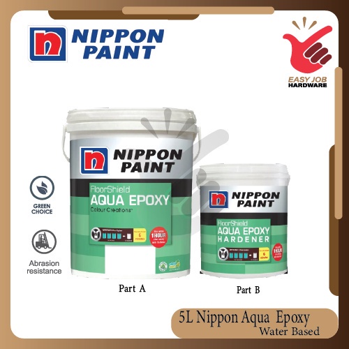 Nippon Paint 5l Aqua Epoxy With Hardener 4L + 1L Floor Shield Aqua ...