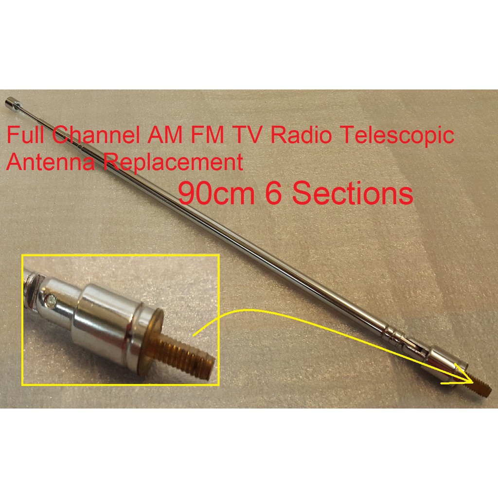 Full Channel AM FM TV Radio Replacement Telescopic Antenna 90cm / 75cm ...