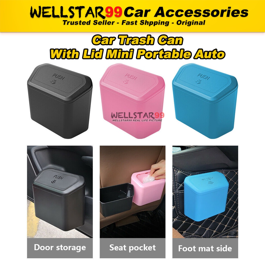 Home Vehicle Waste Paper Garbage Bin Car Trash Can With Lid Mini
