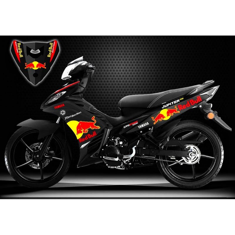 coverset motor yamaha 135LC V1 V2 V3 V4 V5 V6 red bull matt black HLD ...