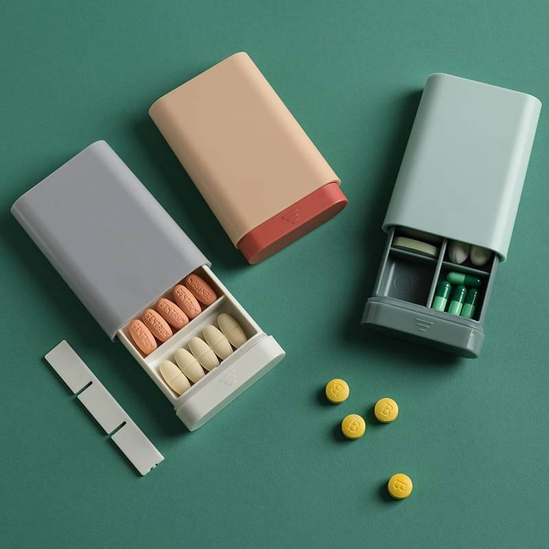 Portable Mini Medicine Box Pill Grid Compartment Case - Sealed Cover ...