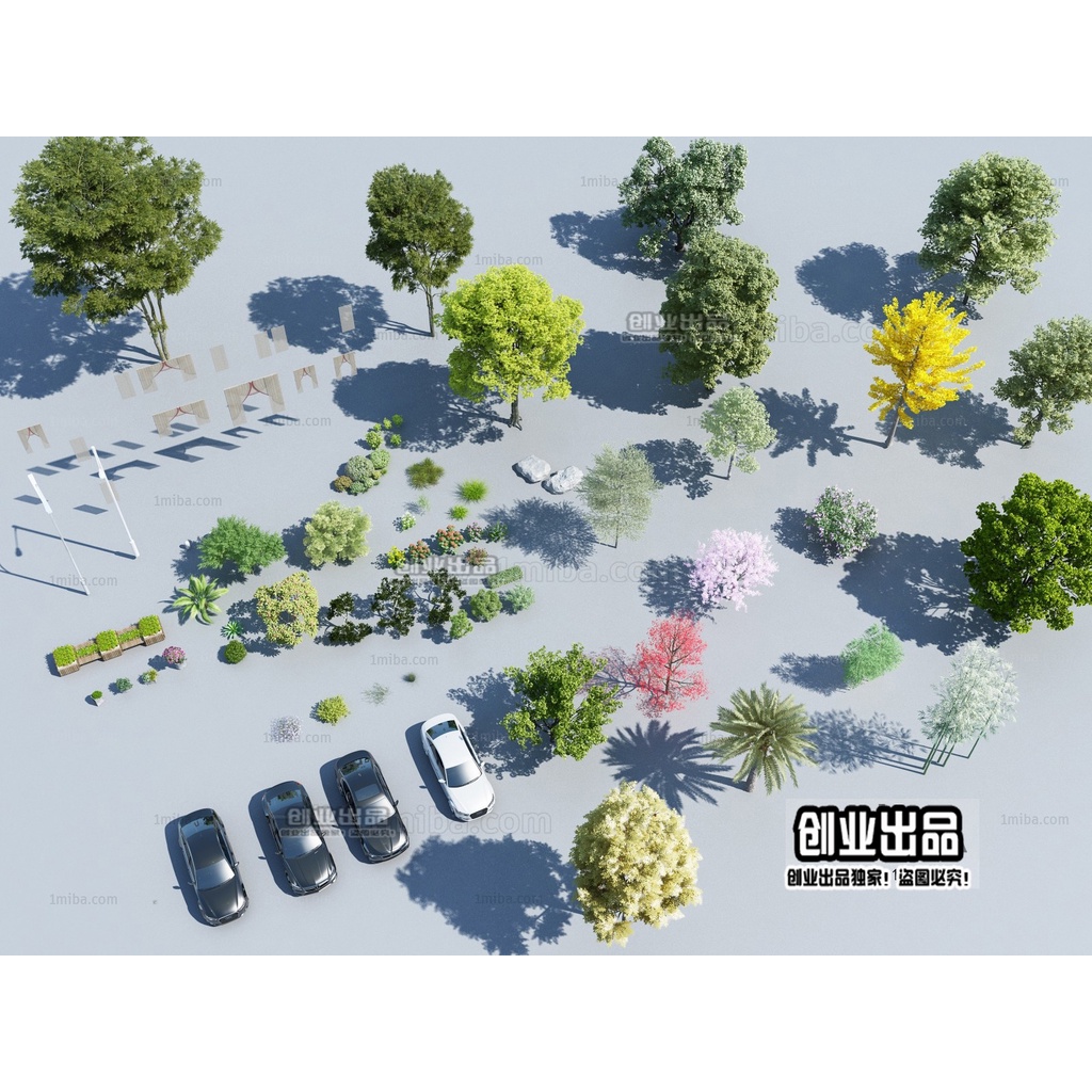 【3D063】 3Dsmax outdoor plants 36 sets 36 套 现代外景观赏树木园林花草景观草地绿植3Dmax模型源文件 ...