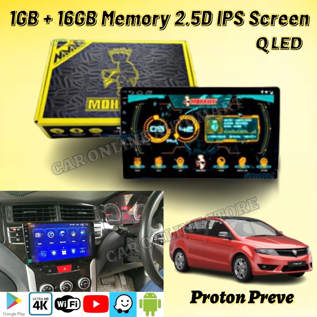 PROTON PREVE ~ MOHAWK RK3326 MS SERIES Q-LED 1GB+16GB 4K ANDROID PLAYER ...