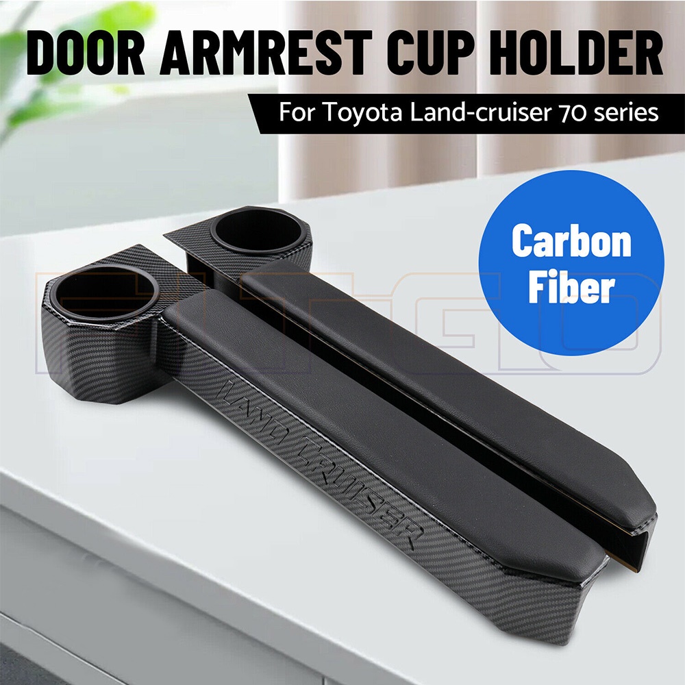 Carbon Fiber Pair Door Armrest Cup Holder For Toyota Land Cruiser 70 76