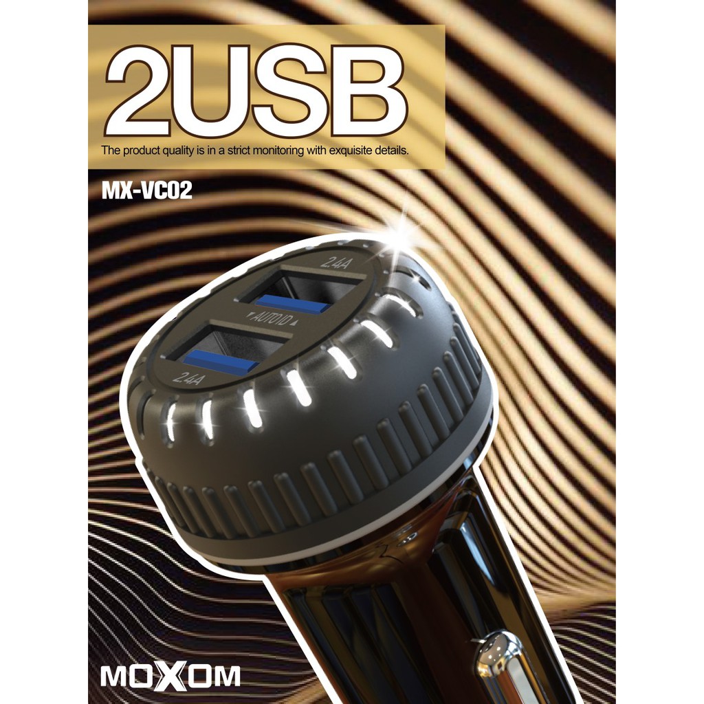 MOXOM INCAR CHARGER DUAL-PORT MX-VC02 FREE MOXOM 1METER MICRO CABLE ...