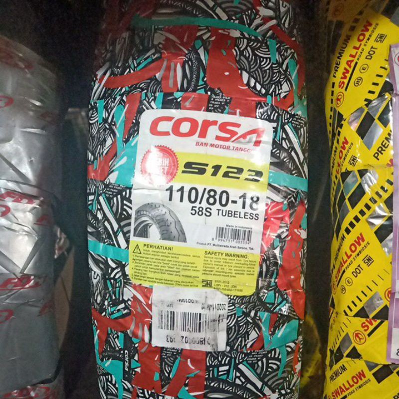 Motorcycle Tire 18 Corsa 110/8018 S 123 Tubeless Shopee Malaysia