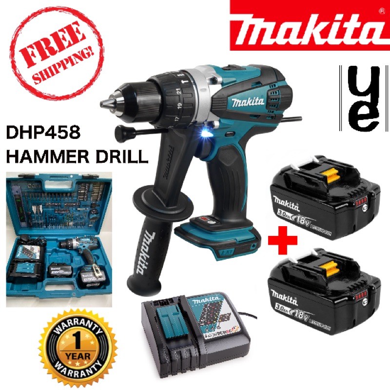 MAKITA DHP458 18V CORDLESS HAMMER DRILL 1 YEAR WARRANTY Shopee Malaysia