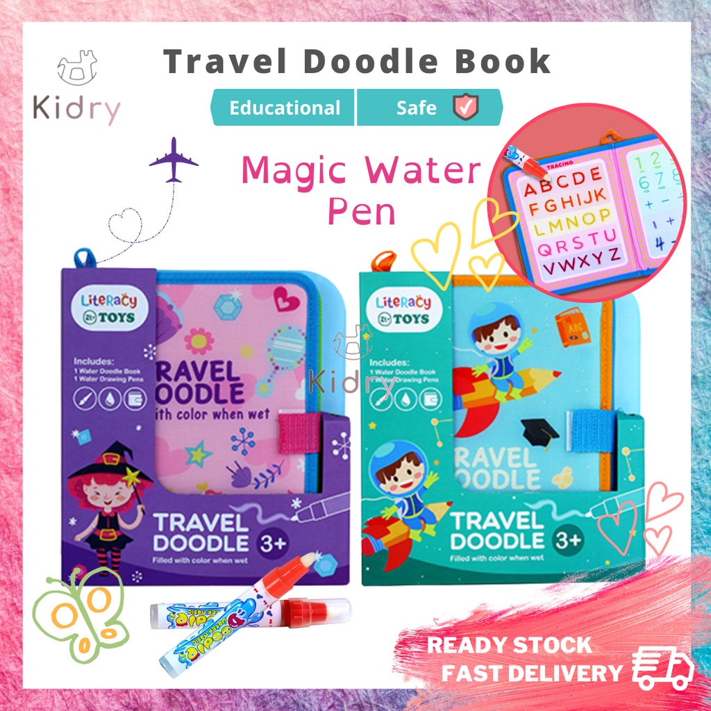 Travel Doodle Book Magic Water Pen Painting Drawing Writing Early ...