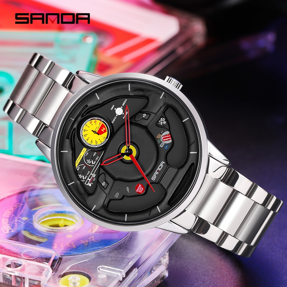 SANDA Sports Car Steering Wheel Personality Fashion Cool Wheel Watch ...
