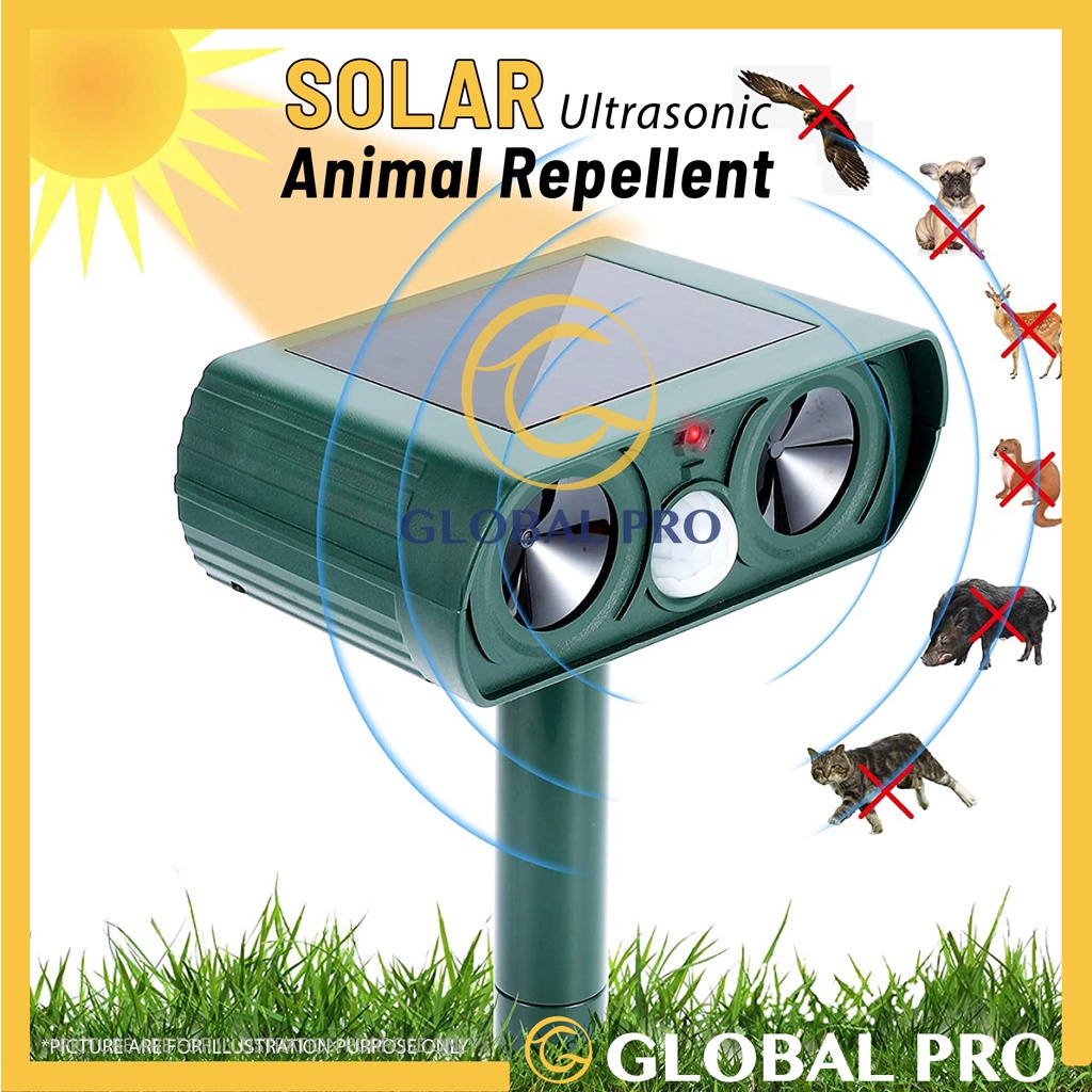 Solar Powered ULTRASONIC ANIMAL REPELLENT Outdoor Pest Repeller Chaser ...