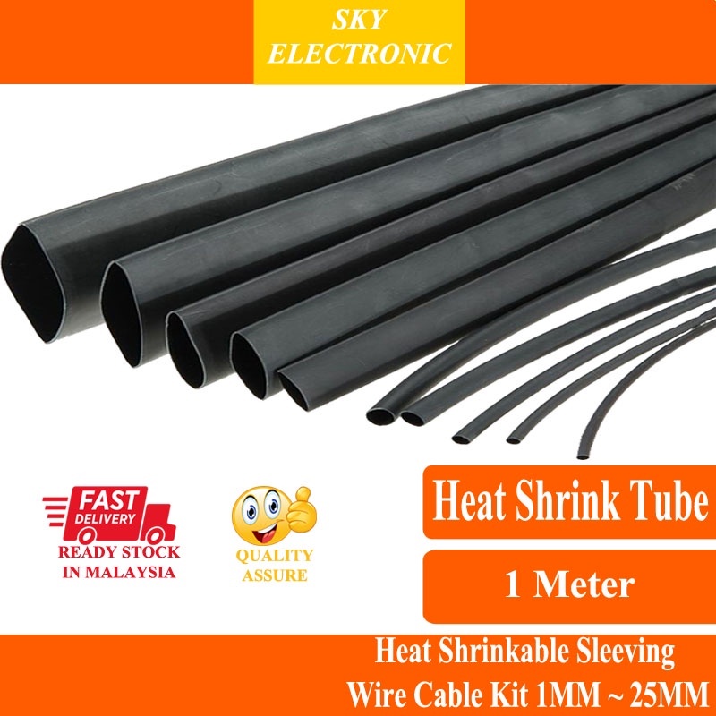 1Meter Heat Shrink Tube / Heat Shrinkable Sleeving Wire Cable Kit 1MM ...