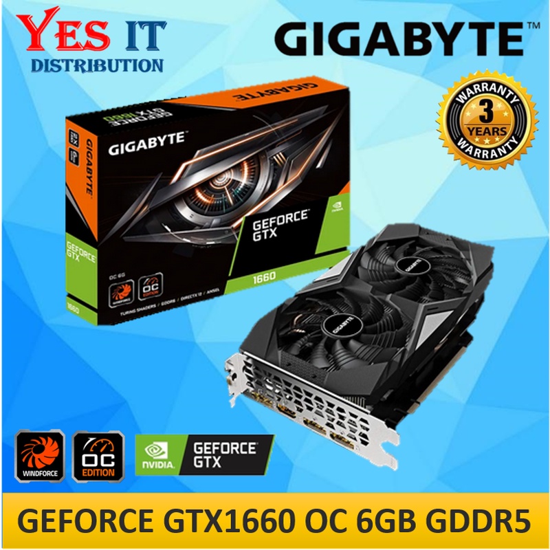 Gigabyte GeForce GTX1660 OC 6GB GDDR5 192BIT VGA Graphic Card (GV ...