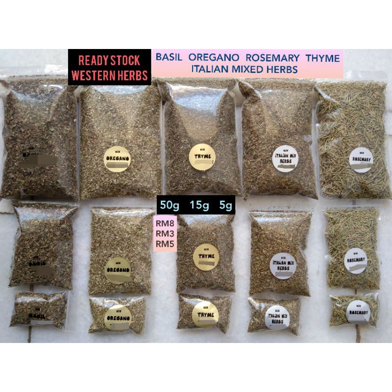 READY STOCK Thyme Oregano Basil Rosemary Cajun Parsley Bay Leaf