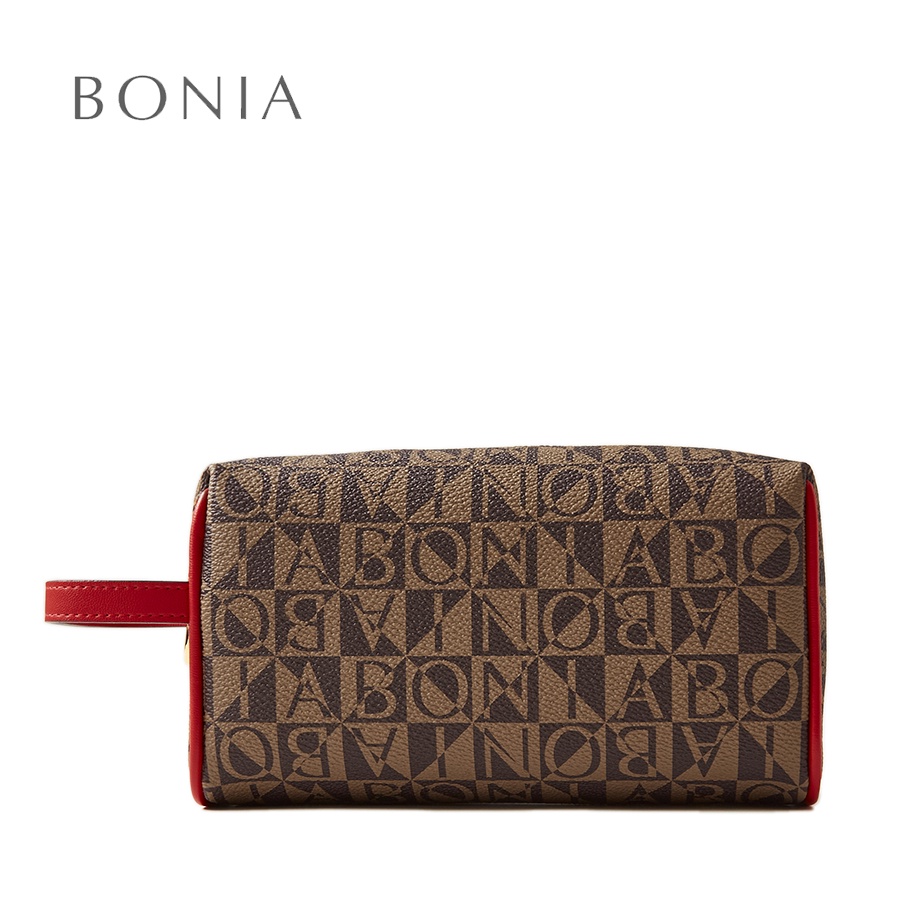 Bonia Red Brown Monogram Women's Pouch Shopee Malaysia