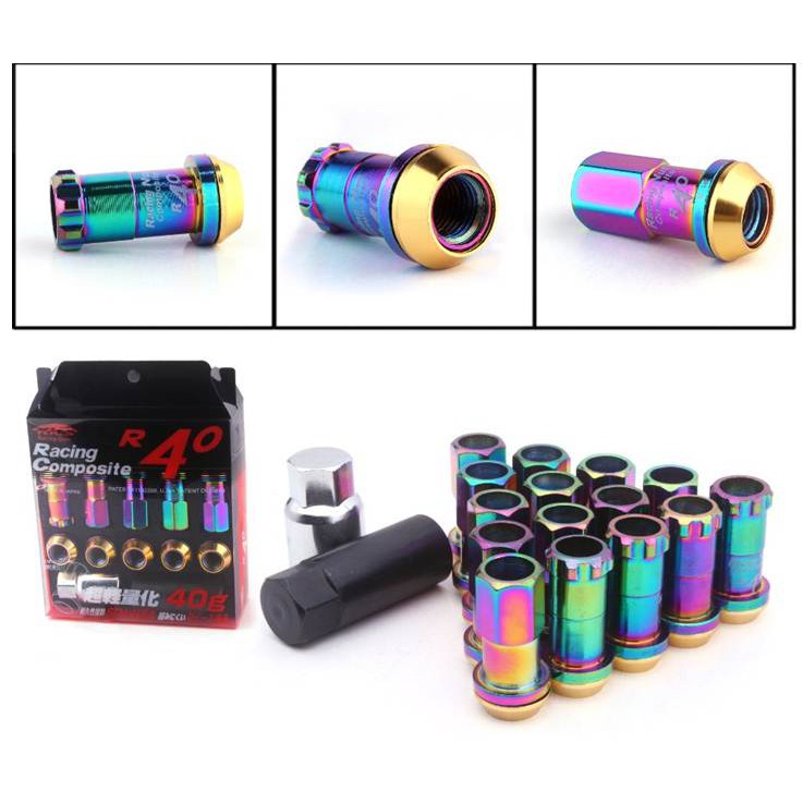 Project Kics Racing R40 Neo Chrome Steel Lock Anti Theft Lug Nuts M12x1 ...