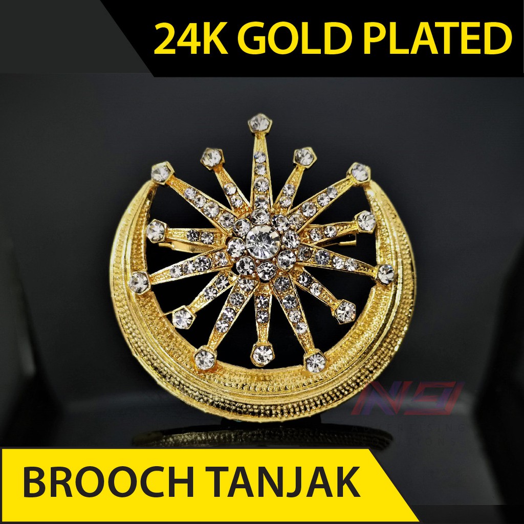 Brooch Tanjak Songkok With Pin Emas 24k Gold Plated BT3G Shopee