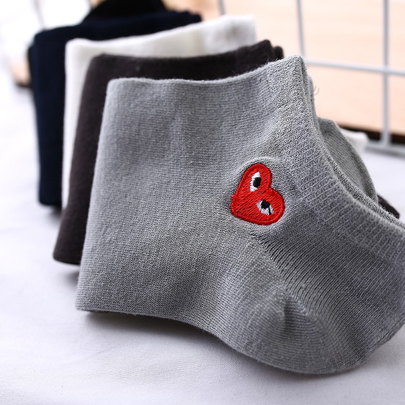 5 PCS CDG HEART COTTON SOCKS