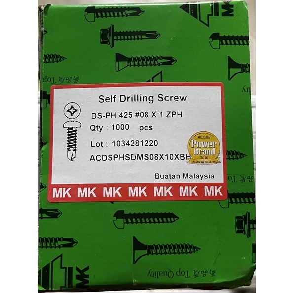 MK 425 DS-PH SELF DRILLING SCREW #08 X 1