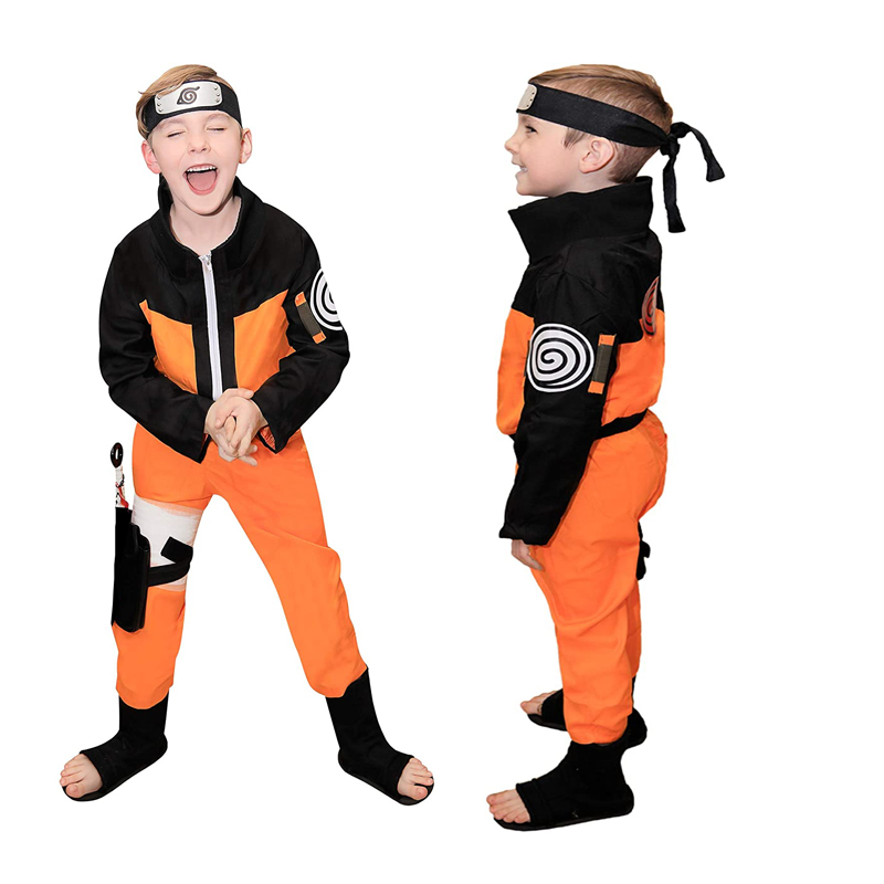 Free Headband Uzumaki Cosplay Costume For Boys Kids Anime Naruto 