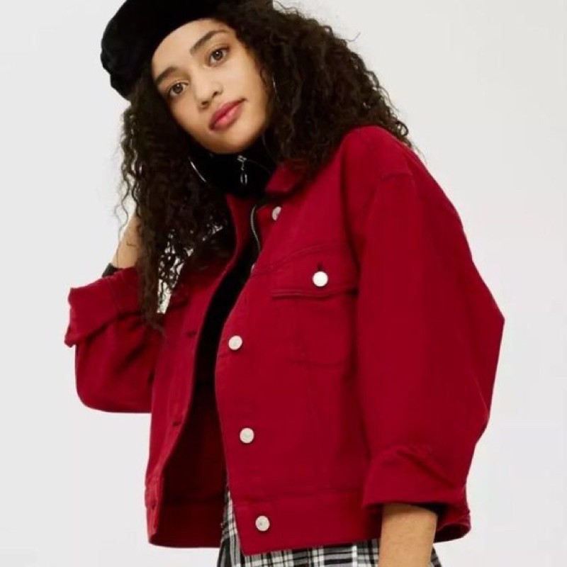 Topshop cherry red outlet denim skirt