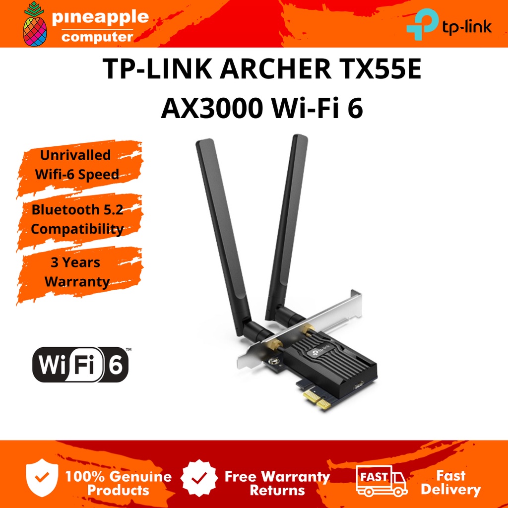 Tp Link Archer Tx55e Ax3000 Wi Fi 6 Bluetooth 5 2 Pcie Adapter Shopee Malaysia