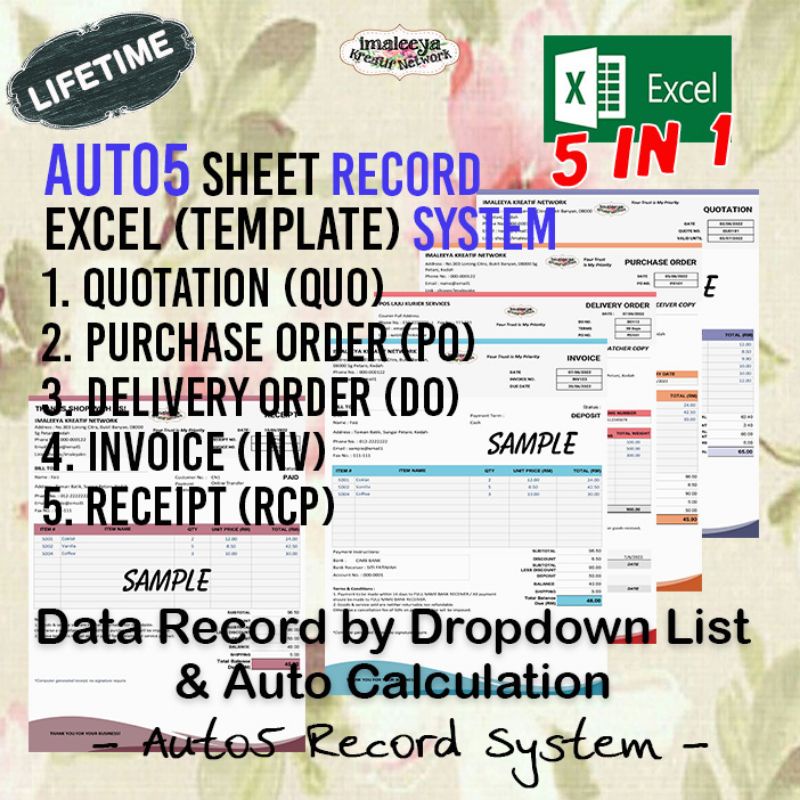 AUTO5, AUTO3 & AUTO1 (Quotation, PO, DO, Invoice, Receipt) Sheet System ...