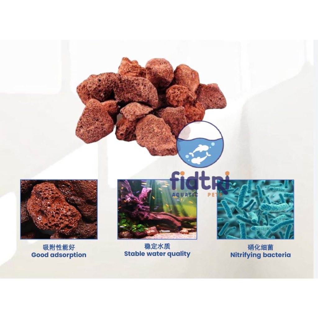 LAVA ROCK AQUARIUM BIOMEDIA AQUASCAPE FILTER HIASAN LARVA batu gunung