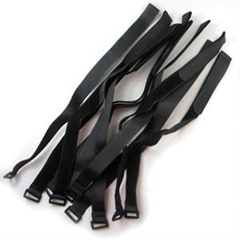 Black 10 Pcs 20x450MM Velcro Tie Down Straps Cam Buckle Wrap Band