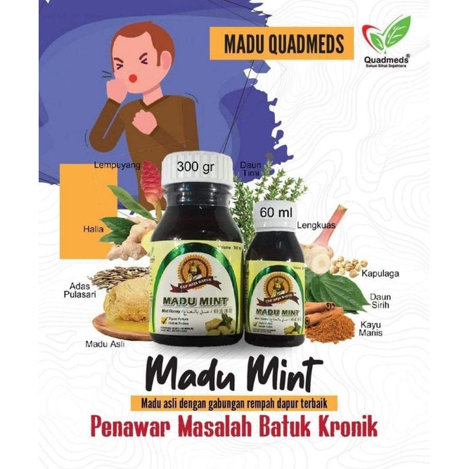 Madu Mint Madu Quad madu for Cough, Cold & Flu, Fever, Sore Throat