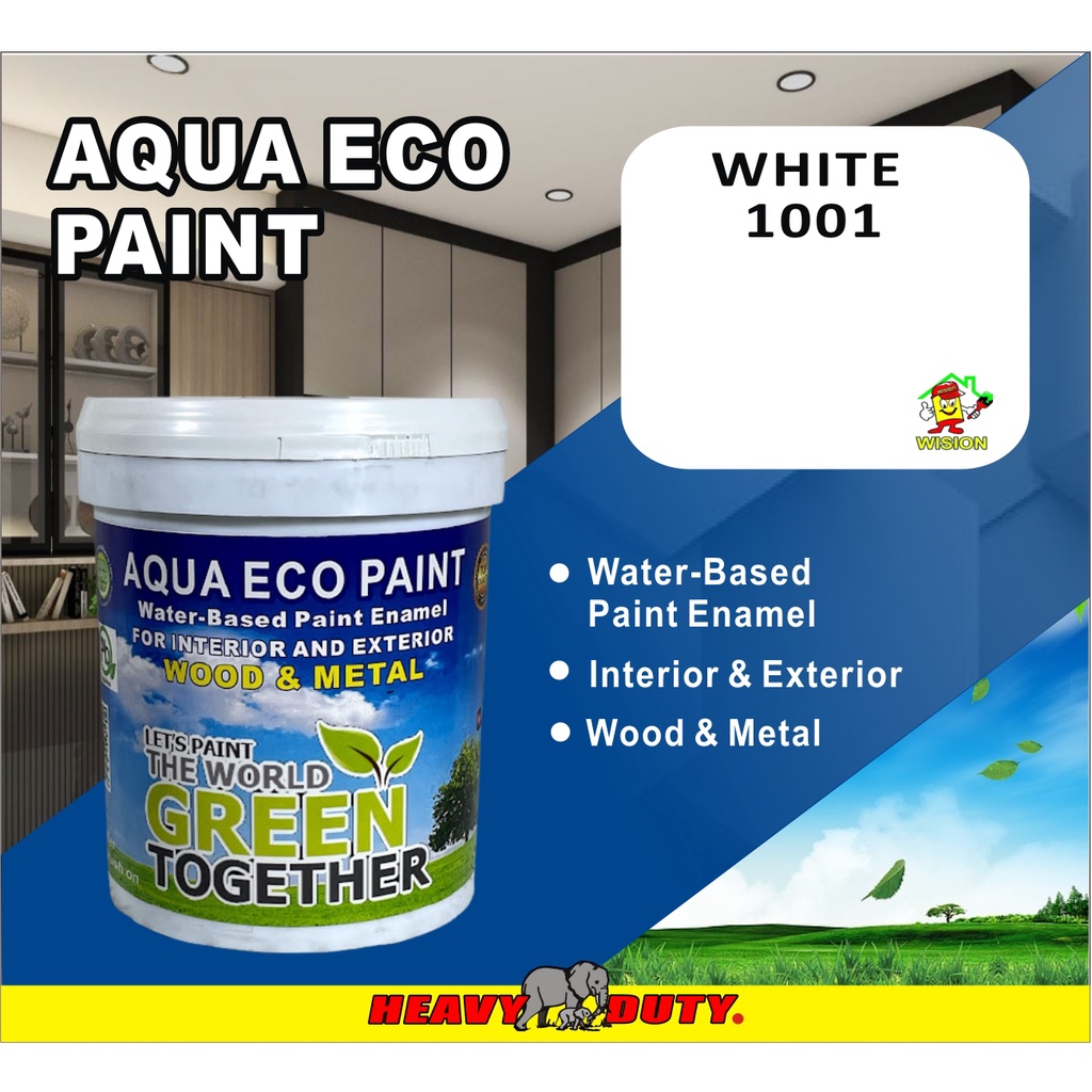 1L ( White 1001 ) AQUA ECO PAINT / WATERBASED PAINT ENAMEL / WOOD