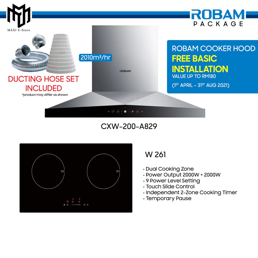 Robam A829 Crossover Series Chimney Range Cooker Hood W261 Built-in ...