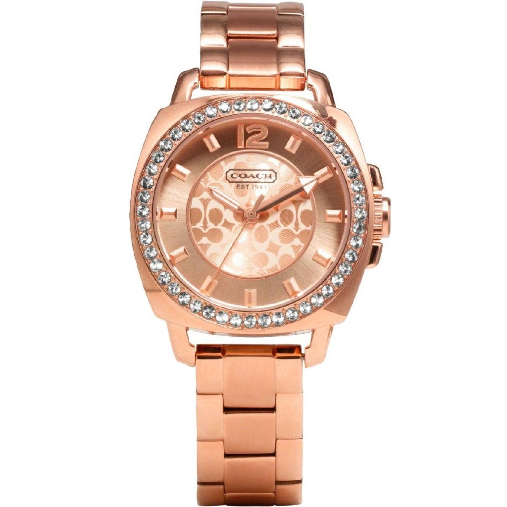 Authentic Coach Women Mini Boyfriend Rose Gold Dial Stainless