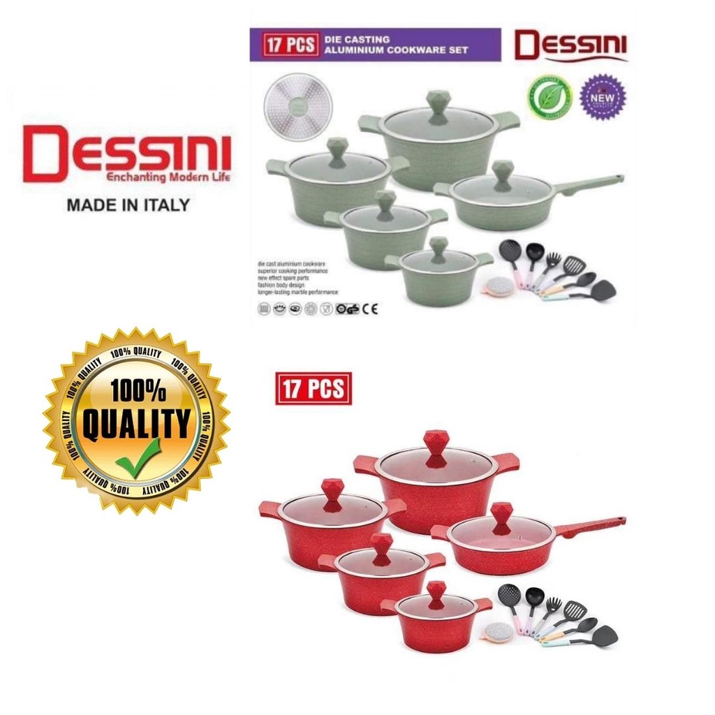 Dessini 17pcs Periuk Rendang Periuk Batu Granite Induction, Granite ...