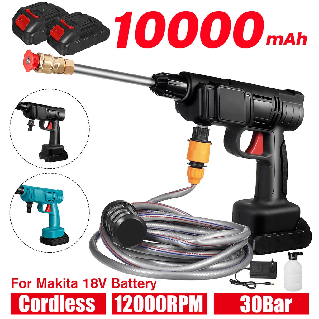 10000mAh Cordless High Pressure Washer Spray Water Gun Car Wash Pressure  Water Nozzle Cleaning Machine for Makita 18V Ba - Main Image