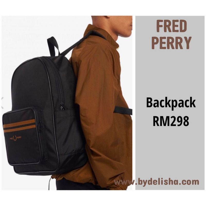 Fred Perry Men Backpack Black Twin Tipped Backpack Shopee Malaysia