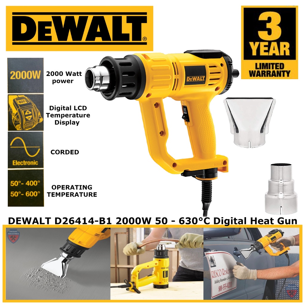 DEWALT D26414B1 2000W 50 630°C Digital Heat Gun Hot Air Gun With