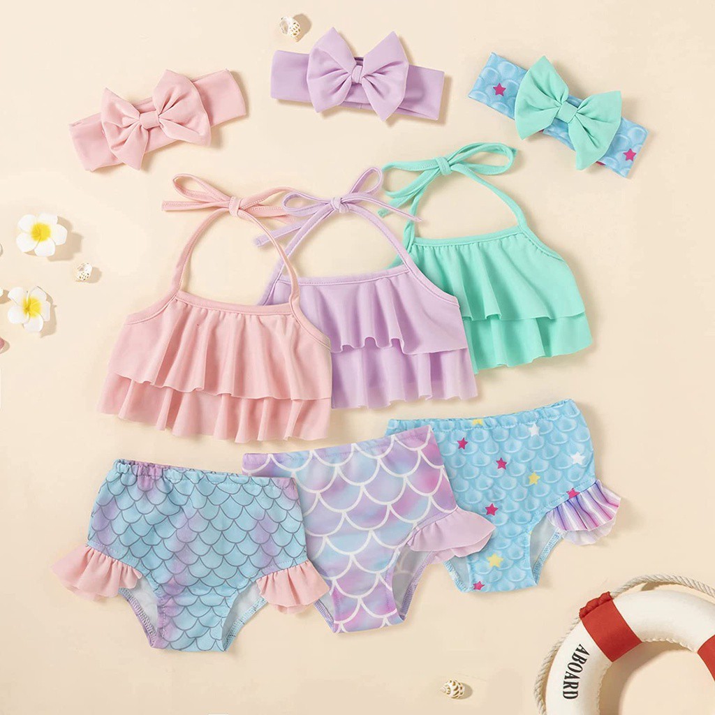 Girls Swimsuits Bikini Set, Kids Bathing Suit for Girls Ruffle Two