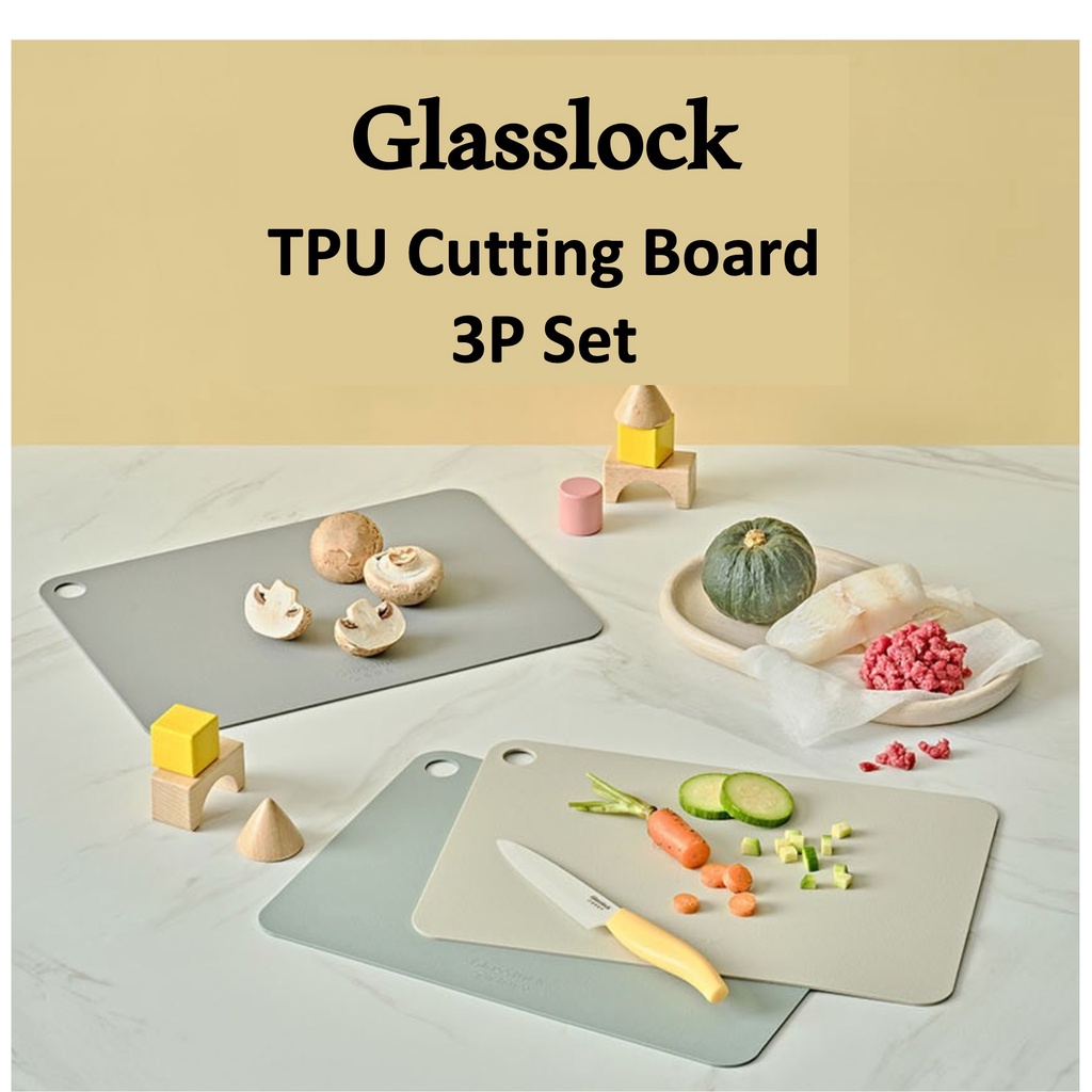 GLASSLOCK TPU Cutting Board 3P Set Flexible Thick Chopping Board for ...