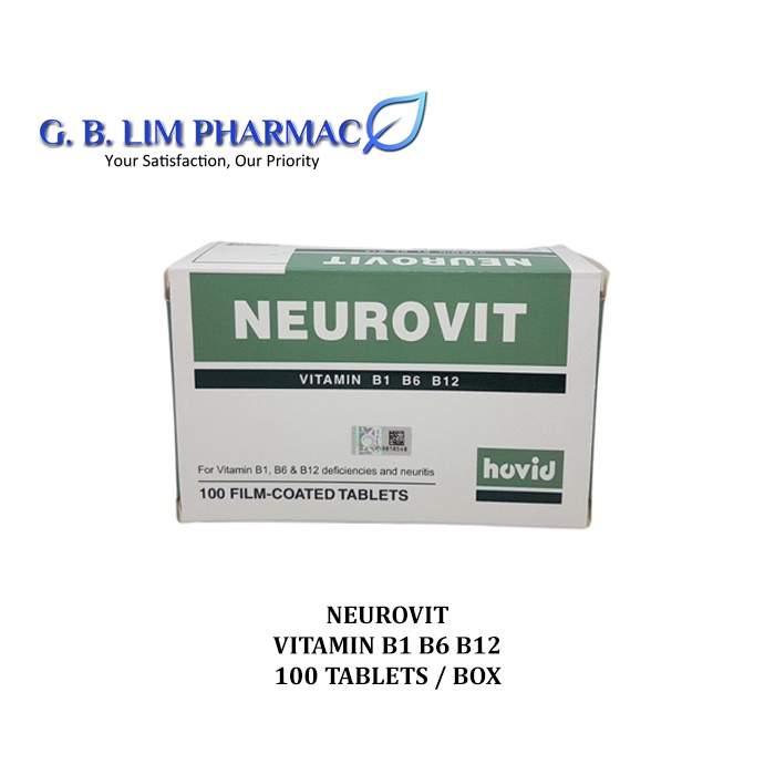 Hovid Neurovit Vitamin B1 B6 B12 100 TABLETS PER BOX (EXP: 31-AUG-2024 ...