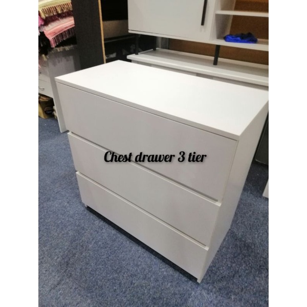 CHEST DRAWER 3 Tier Ready Stock Mudah Pasang | Shopee Malaysia