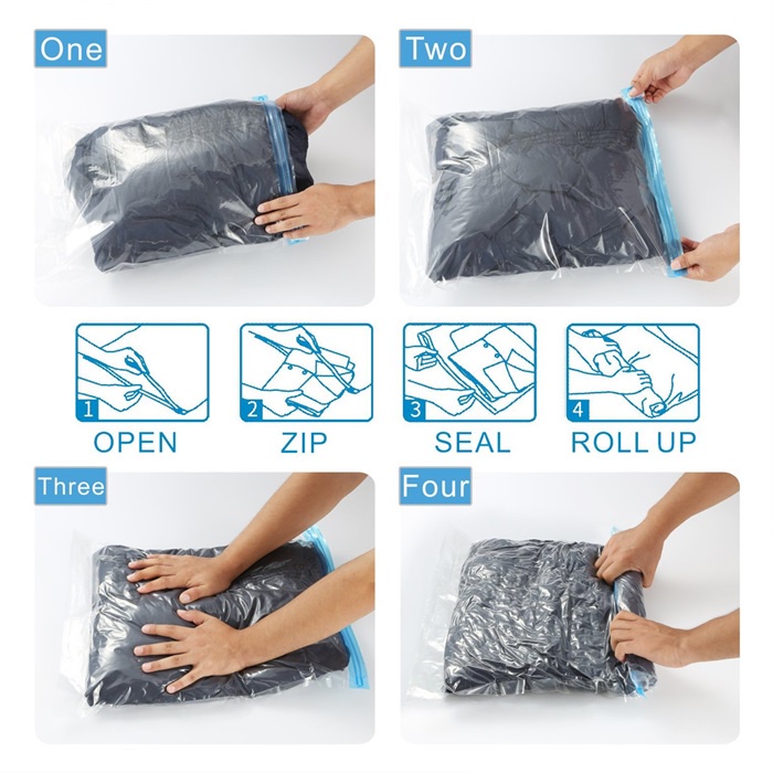 5Pcs Space Saver Vacuum Storage Bags, Hand Rolled Dust Proof