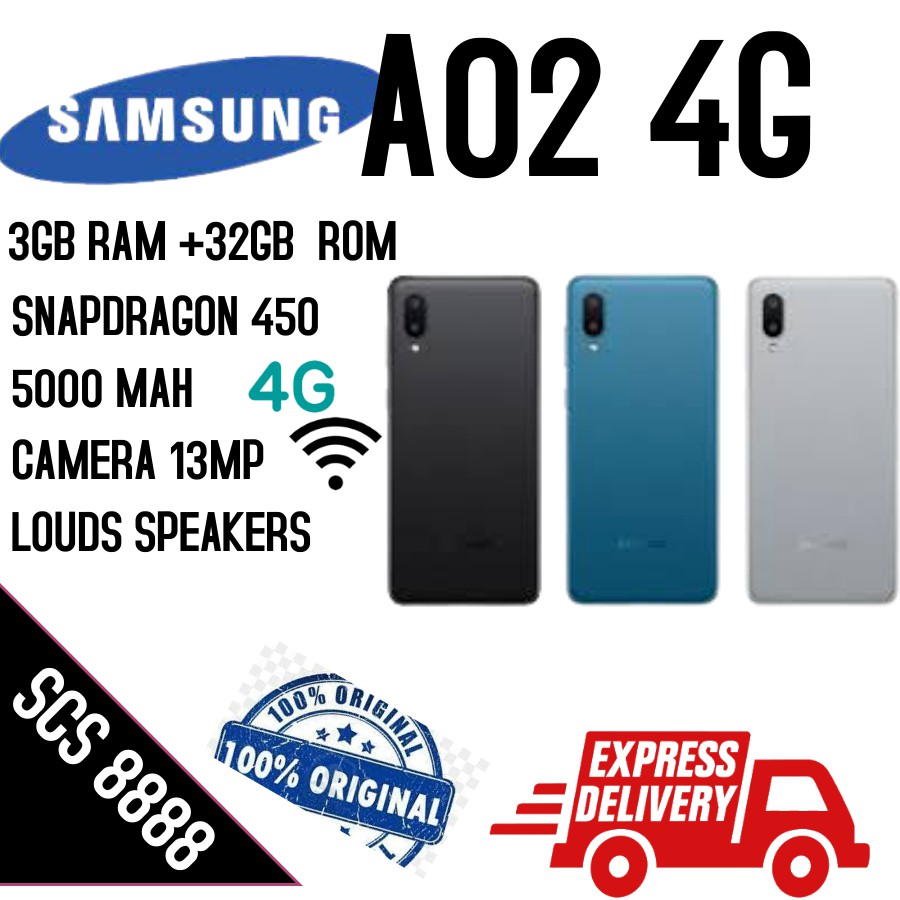Samsung Galaxy A02 LTE A022 Android Smartphone - Blue/Black/Grey (3GB ...