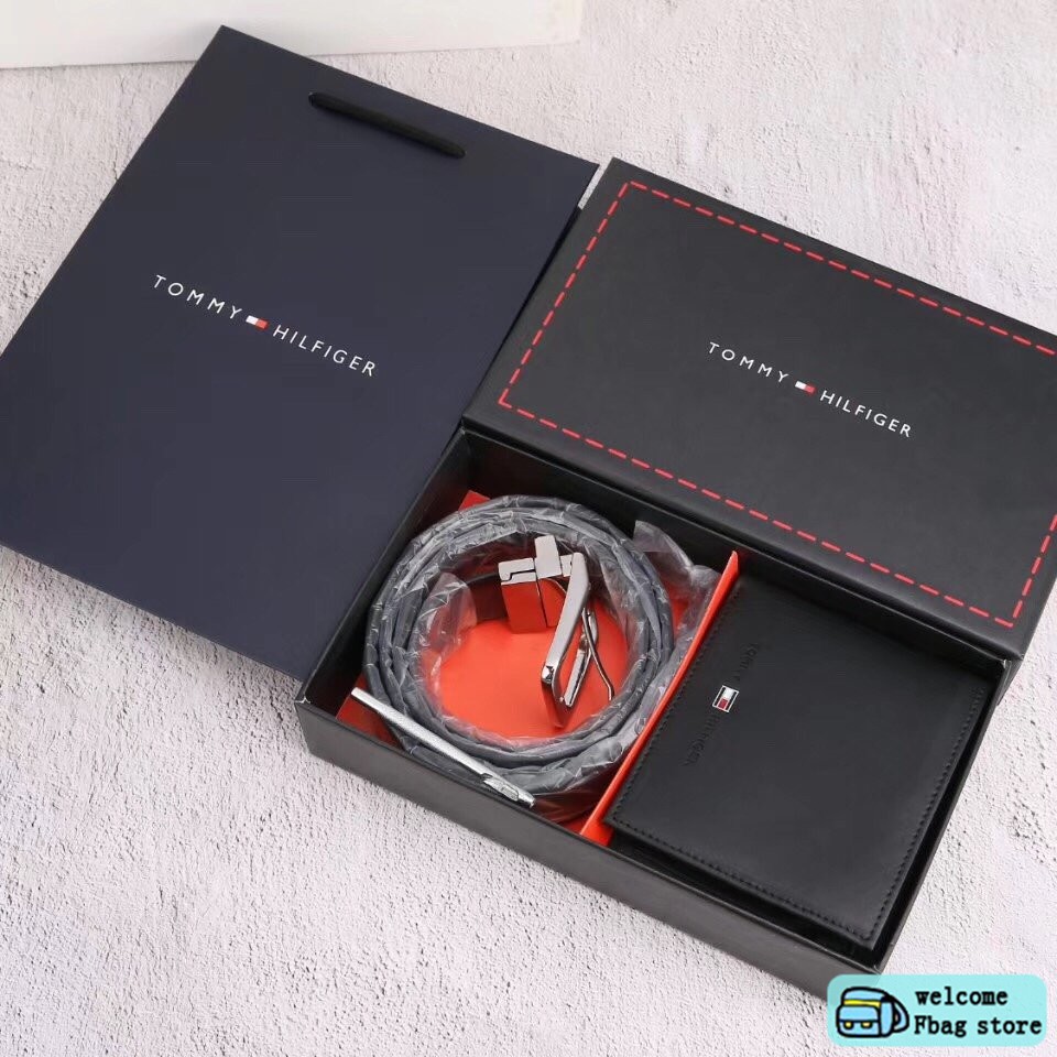 BEST SELLER ! TOMMY HILFIGER BELT AND WALLET GIFT SET เซตกระเป๋า